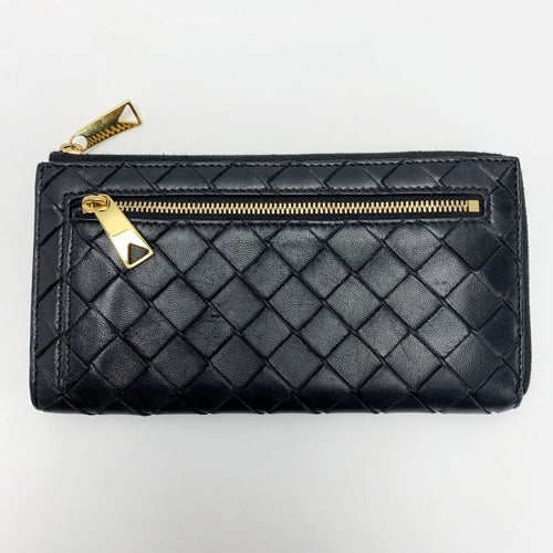 Bottega Veneta Intrecciato Long Wallet Black with Cloth Bag — view 2