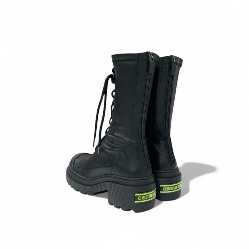Christian Dior Arcade Boots Short Shoes Leather Black Logo Lace Up — view 4