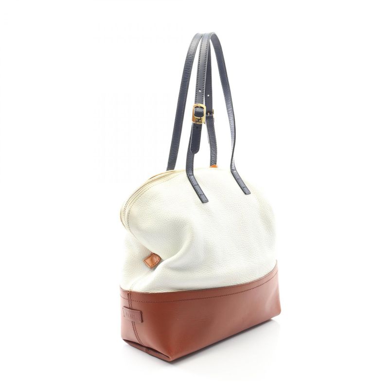 Fendi Shoulder Bag Pecan 8 Bn232 White Brown Nahibi Leather Tote — view 2