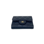 Chanel Quilted Coco Caviar Wallet Navy