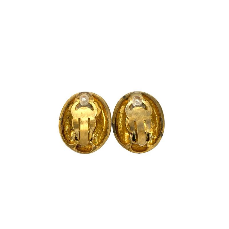Chanel Vintage Mademoiselle Motif GP Oval Earrings Ear Cuff Accessory — view 5