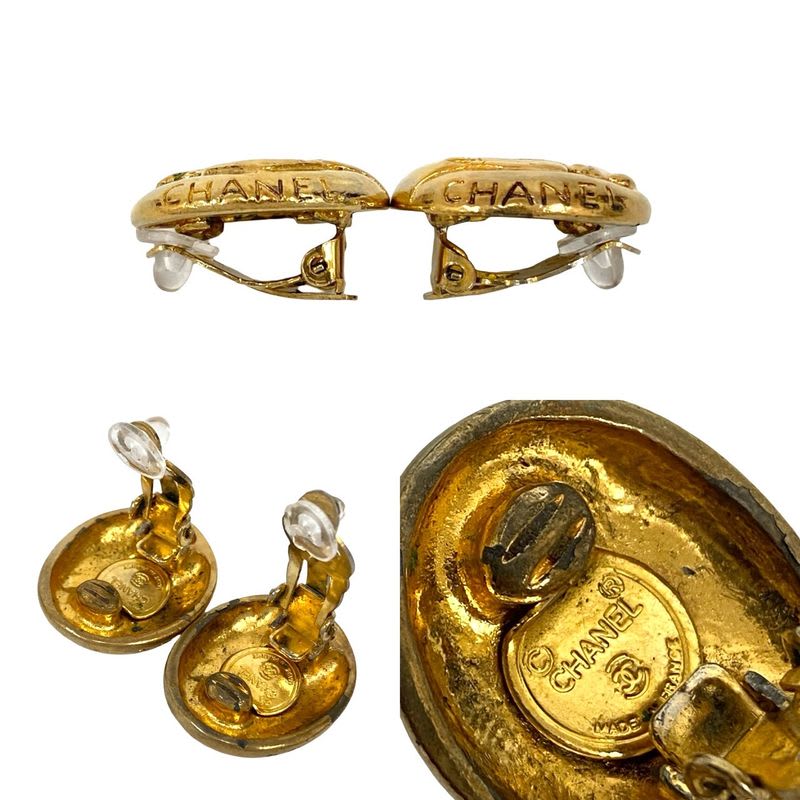 Chanel Vintage Mademoiselle Motif GP Oval Earrings Ear Cuff Accessory — view 3