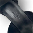Hermes Charis Sandals Shoes Leather Black Brown Brides De Gala Quadri — view 7