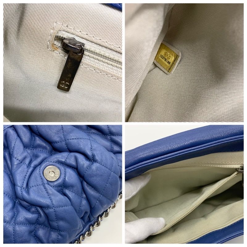 Chanel Bag Shoulder Blue Silver Single Flap Chain