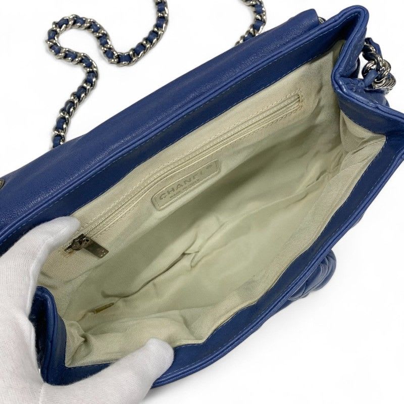 Chanel Bag Shoulder Blue Silver Single Flap Chain — view 7