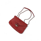 Chanel Bag Shoulder Red Silver V Stitch Double Chain