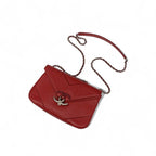 Chanel Bag Shoulder Red Silver V Stitch Double Chain