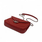 Chanel Bag Shoulder Red Silver V Stitch Double Chain