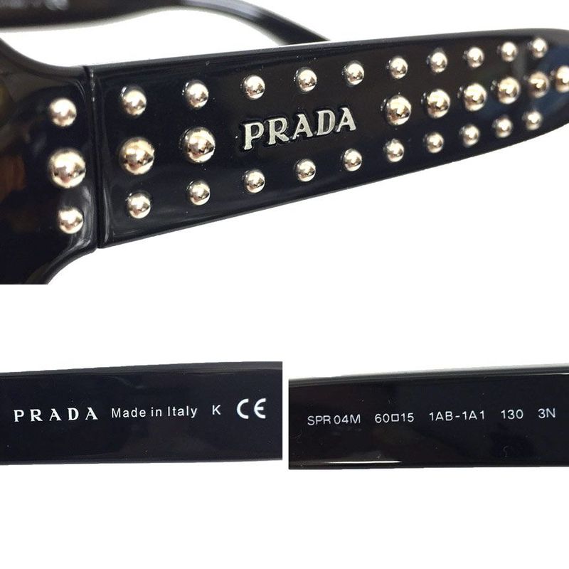 Prada Sunglasses Spr04 M 1 ab-1 A1 Black Eyewear UV Protection — view 3