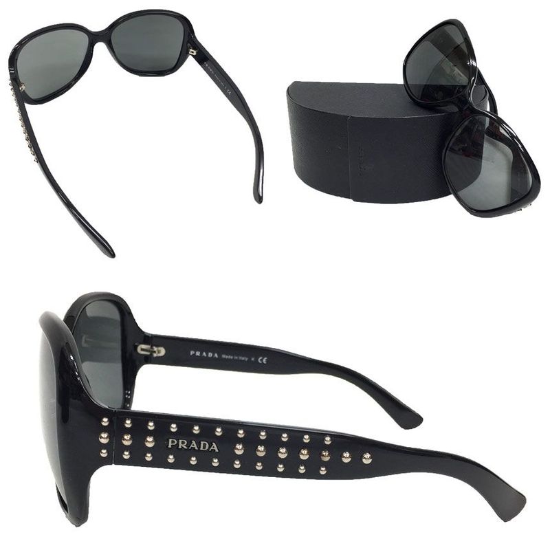 Prada Sunglasses Spr04 M 1 ab-1 A1 Black Eyewear UV Protection — view 2