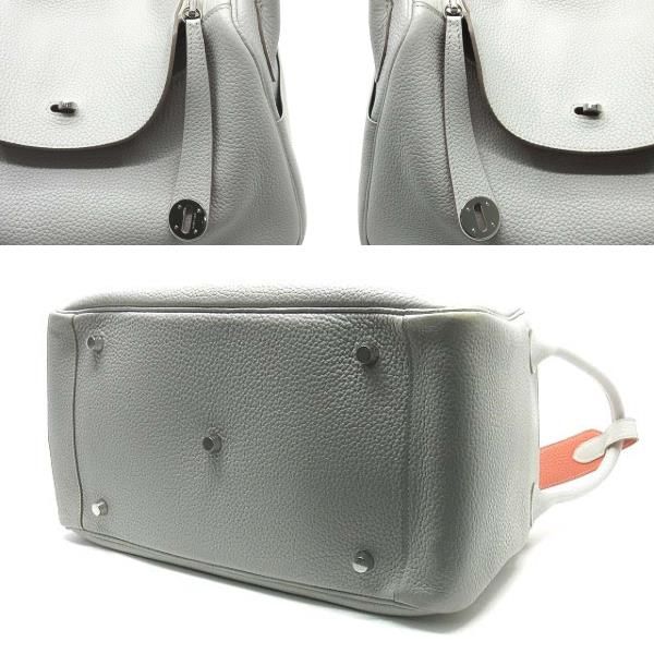 Hermes Lindy 34 Verso Shoulder Bag Handbag Taurillon Clemence Pearl — view 7