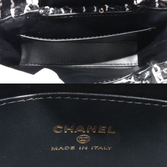 Chanel Fabric Mini Chain Shoulder Bag Black Ap3435 Sequins — view 5