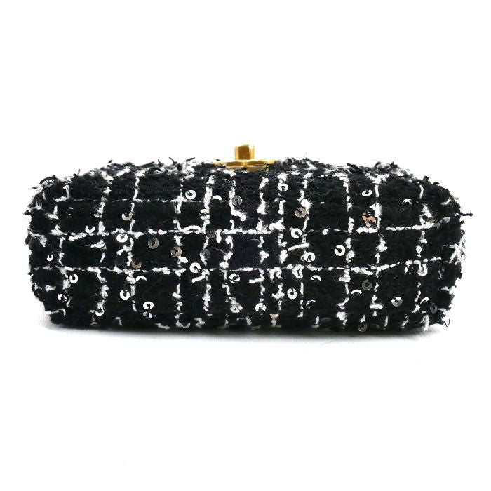 Chanel Fabric Mini Chain Shoulder Bag Black Ap3435 Sequins — view 4