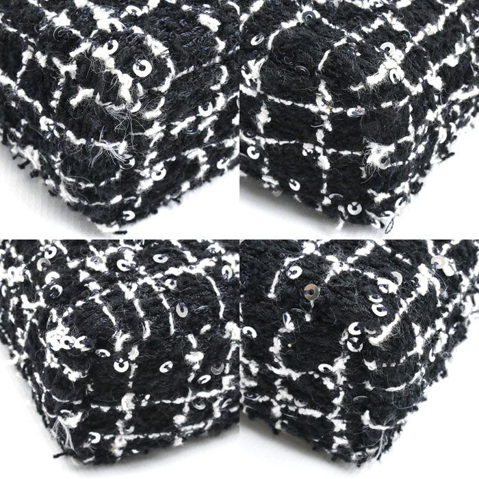 Chanel Fabric Mini Chain Shoulder Bag Black Ap3435 Sequins — view 6