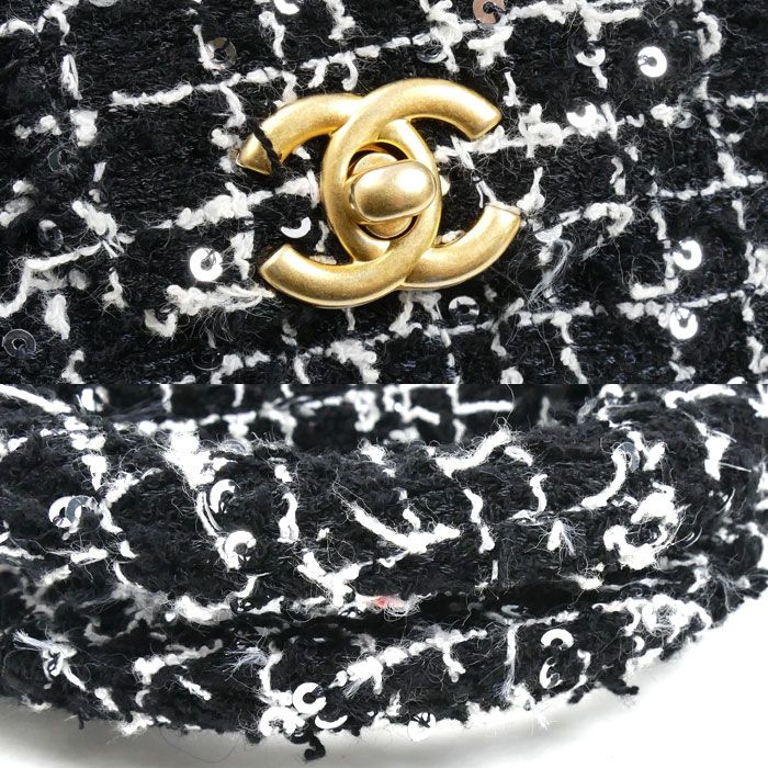 Chanel Fabric Mini Chain Shoulder Bag Black Ap3435 Sequins — view 7