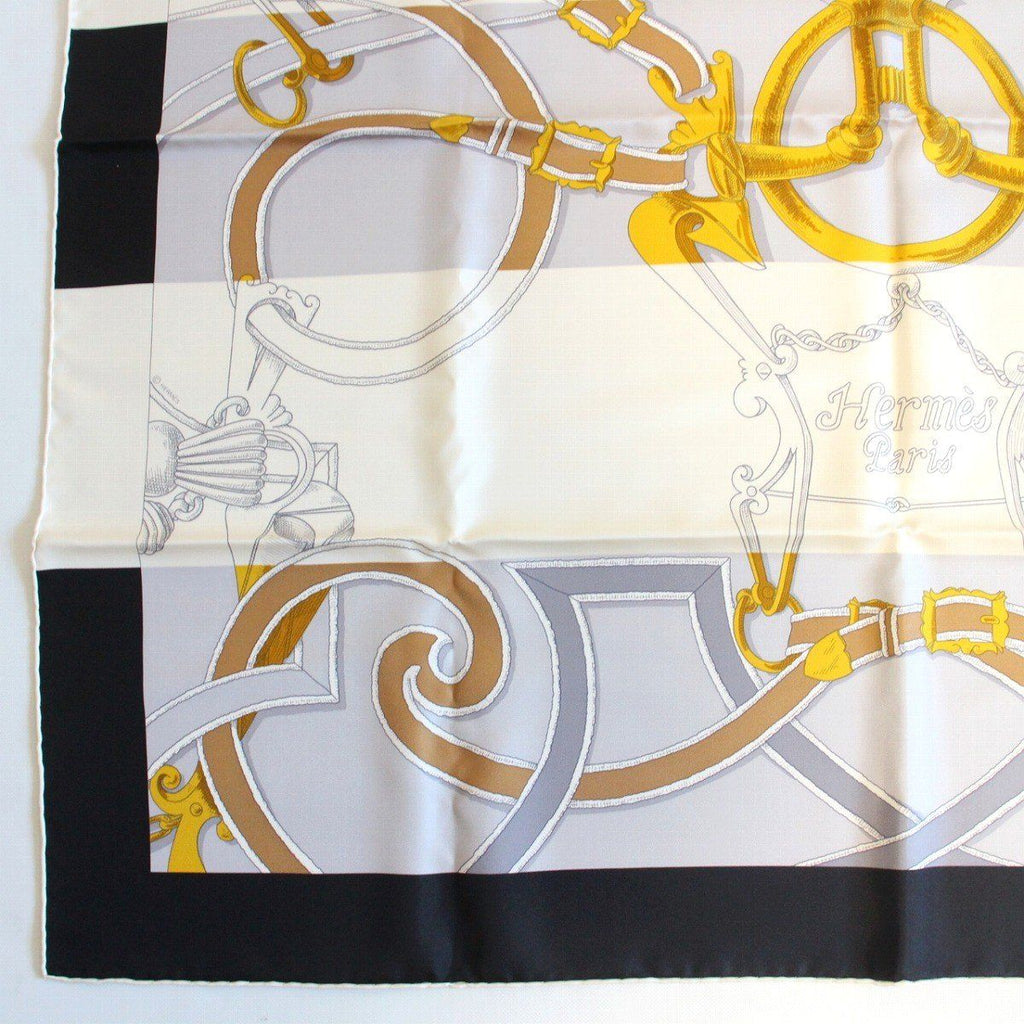 Hermes Carre 90 Scarf Badyall Teiogaku Silk Black — view 4