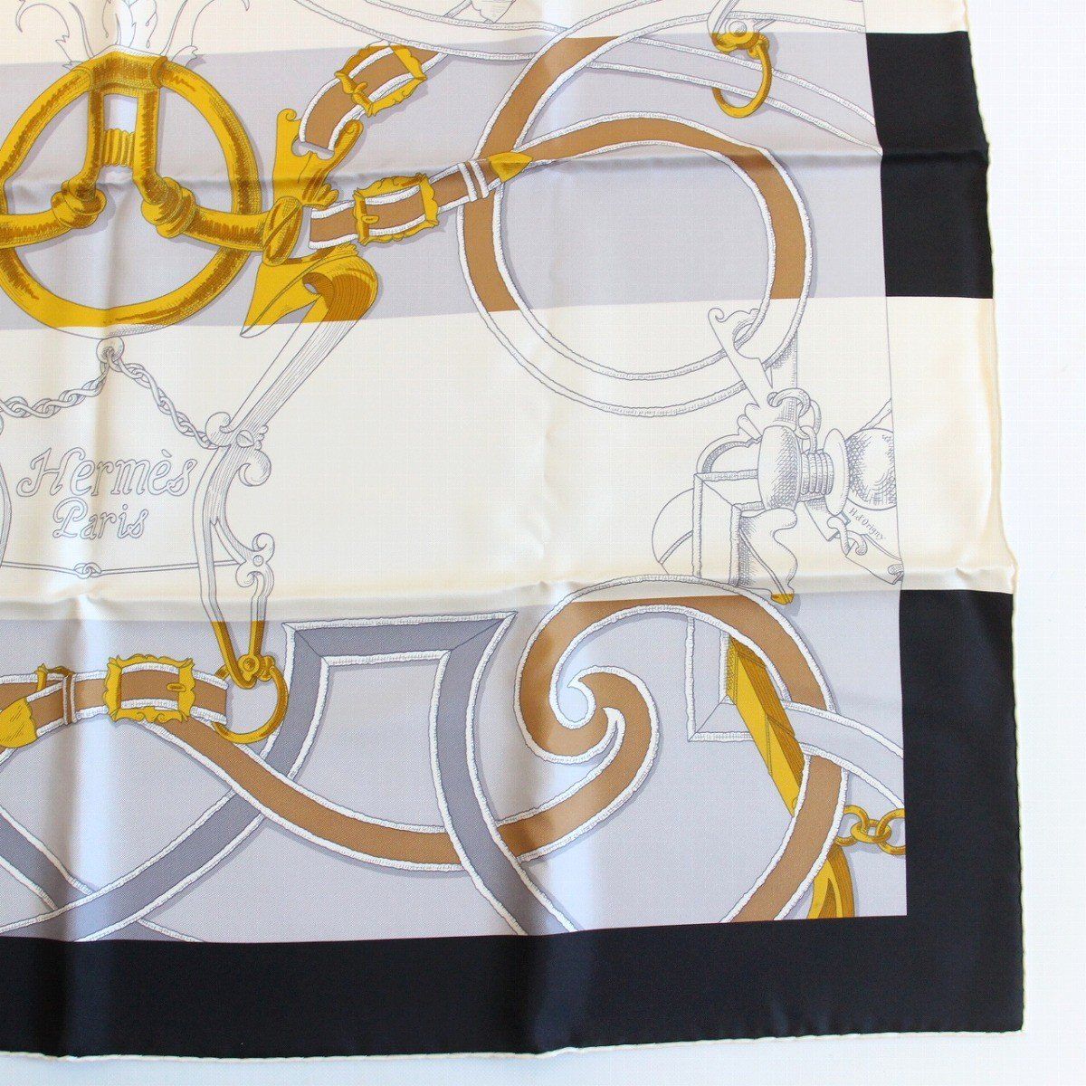 Hermes Carre 90 Scarf Badyall Teiogaku Silk Black — view 5