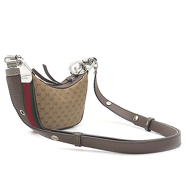 Gucci 2-Way Bag Micro GG Supreme Canvas Leather Beige and Ebony Silver Hardware — view 3