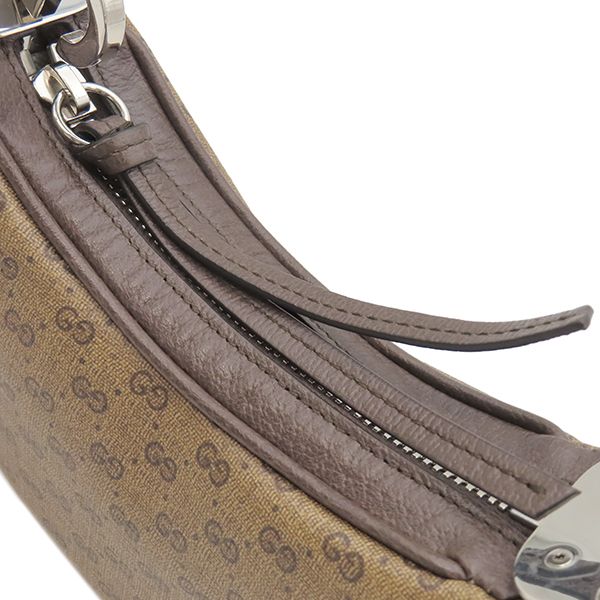 Gucci 2-Way Bag Micro GG Supreme Canvas Leather Beige and Ebony Silver Hardware — view 8