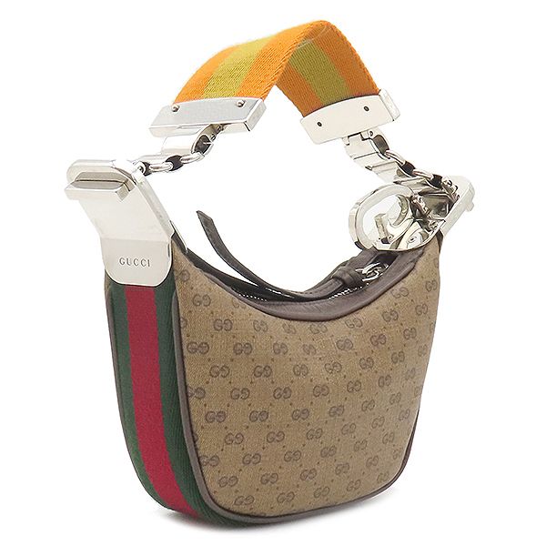 Gucci 2-Way Bag Micro GG Supreme Canvas Leather Beige and Ebony Silver Hardware — view 2