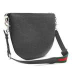 Gucci Shoulder Bag Jumbo GG Messenger Leather GG Leather Black Silver — view 2