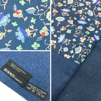 Hermes Shawl Scarf Reversible Flower Floral Navy — view 3