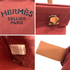 Hermes Sac Aline MM Shoulder Bag Toile Chevron Canvas Red Tone Stamped — view 3