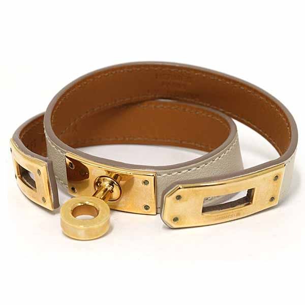 Hermes Leather Bracelet <kelly> Double Tour Vaux Swift T Stamp — view 6