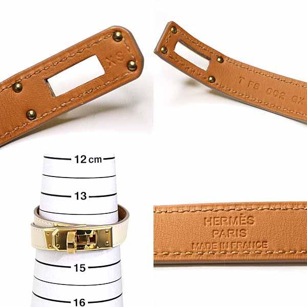 Hermes Leather Bracelet <kelly> Double Tour Vaux Swift T Stamp — view 7