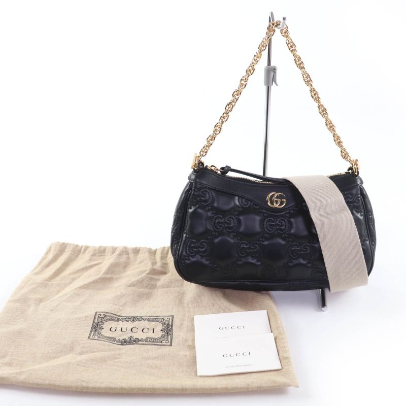 Gucci GG Matelasse 2-Way Leather Shoulder Bag Black Storage — view 2