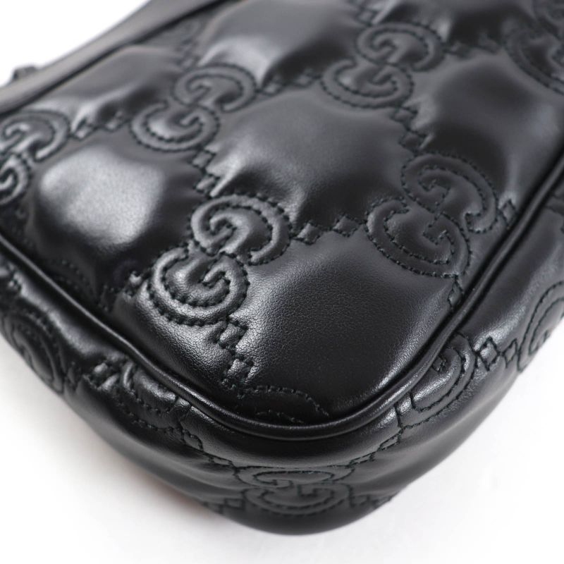 Gucci GG Matelasse 2-Way Leather Shoulder Bag Black Storage — view 6