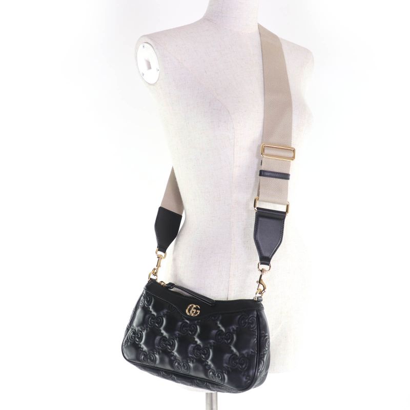 Gucci GG Matelasse 2-Way Leather Shoulder Bag Black Storage — view 8