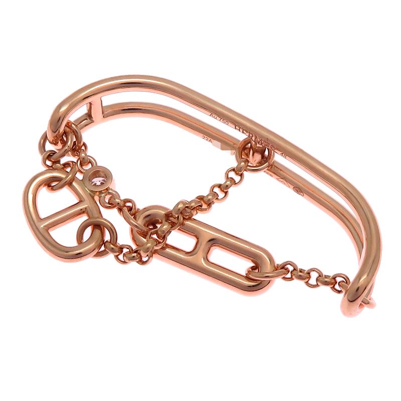 Hermes Rose Gold Diamante Charm Ring — view 3