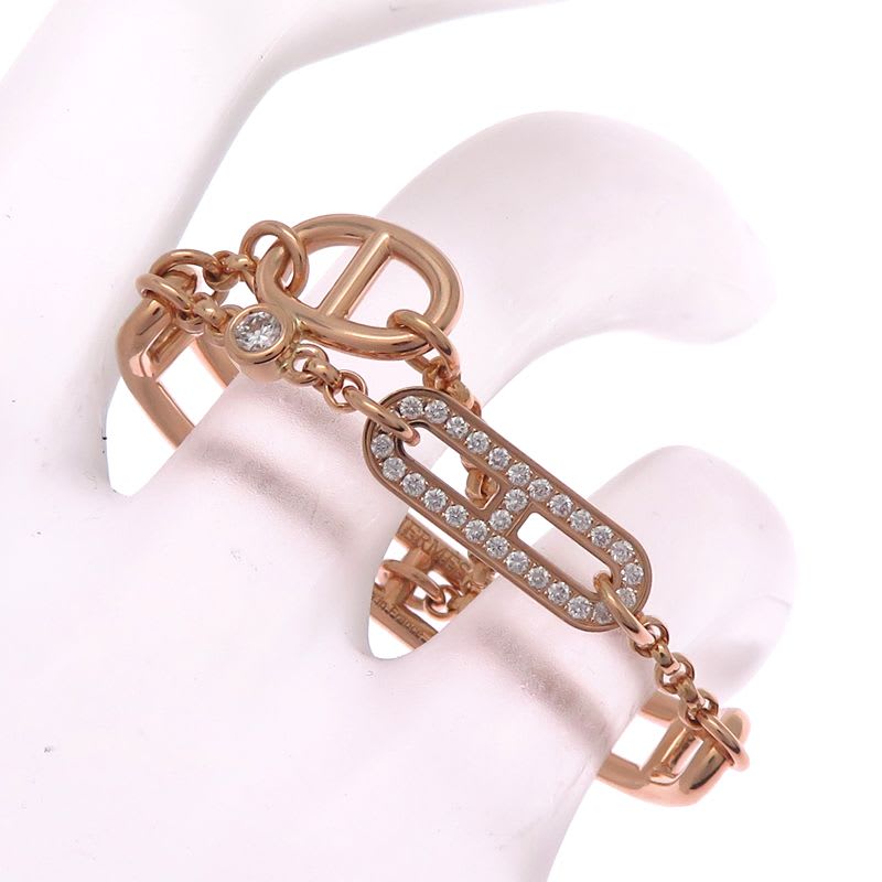 Hermes Rose Gold Diamante Charm Ring — view 7