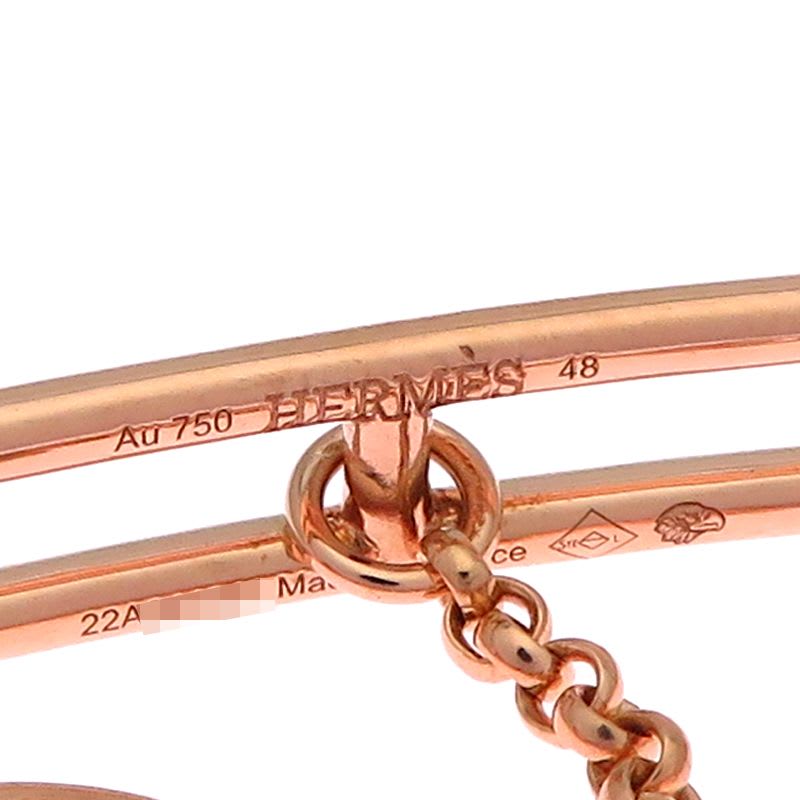 Hermes Rose Gold Diamante Charm Ring — view 4