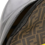 Fendi Zucca Pattern Backpack Leather Khaki Brown Black Yellow Silver — view 6
