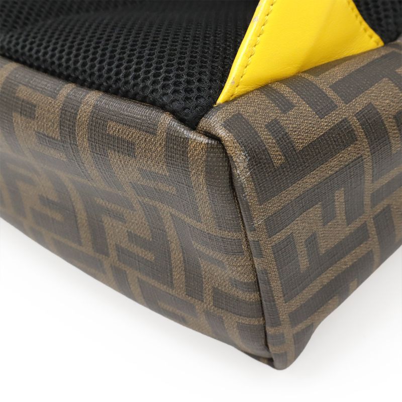 Fendi Zucca Pattern Backpack Leather Khaki Brown Black Yellow Silver — view 3