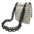 Chanel Camellia Tweed Chain Shoulder Bag Crossbody Grayish Multicolor Black — view 2