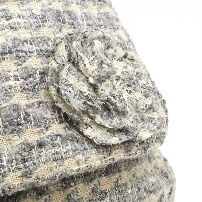 Chanel Camellia Tweed Chain Shoulder Bag Crossbody Grayish Multicolor Black — view 8