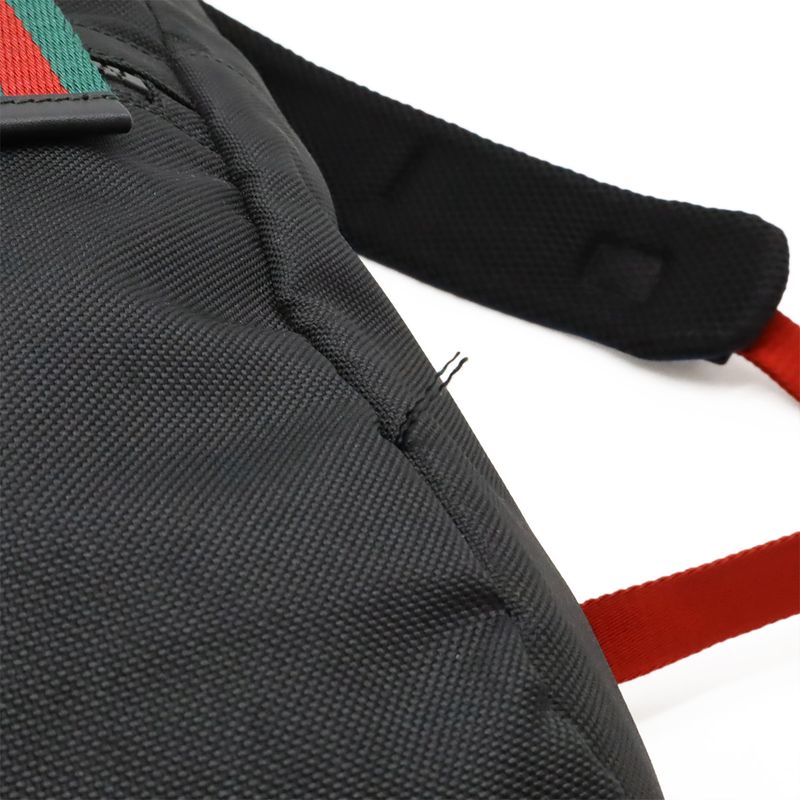 Gucci Techno Canvas Backpack Cat Head Leather Mesh Black Navy Red Green — view 9