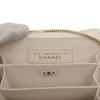 Chanel Coco Mark Ribbon Mini Chain Wallet Coin Case White Tweed Leather — view 6