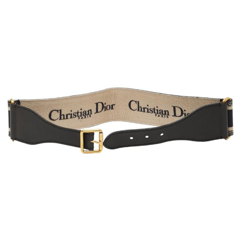 Dior Belt Size 75 Navy Beige Canvas Leather — view 4