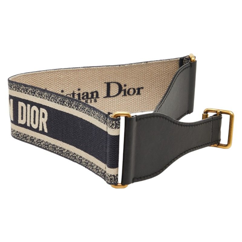 Dior Belt Size 75 Navy Beige Canvas Leather — view 3