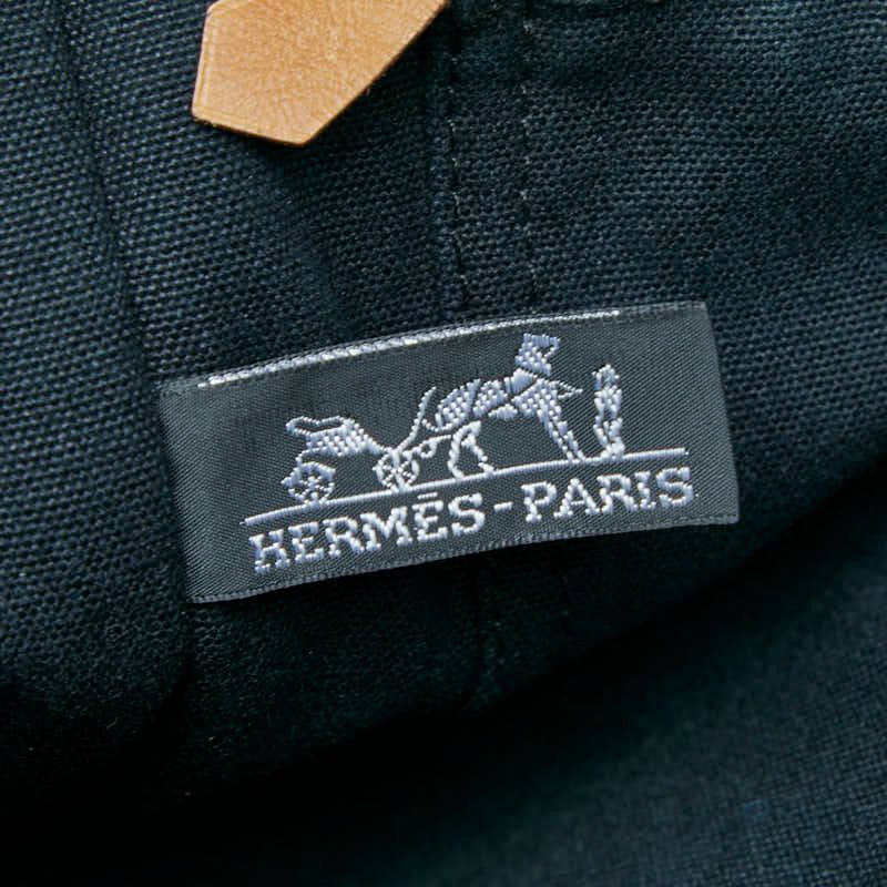 Hermes Fourre Tout MM Tote Handbag Black Gray Canvas — view 9