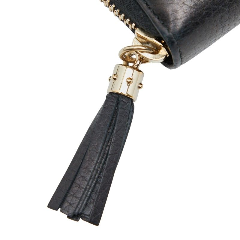 Gucci Interlocking G Soho Round Zipper Long Wallet Navy Leather — view 9
