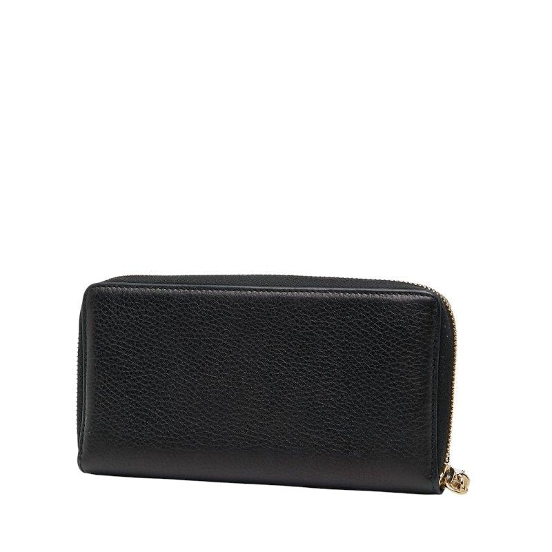 Gucci Interlocking G Soho Round Zipper Long Wallet Navy Leather — view 2