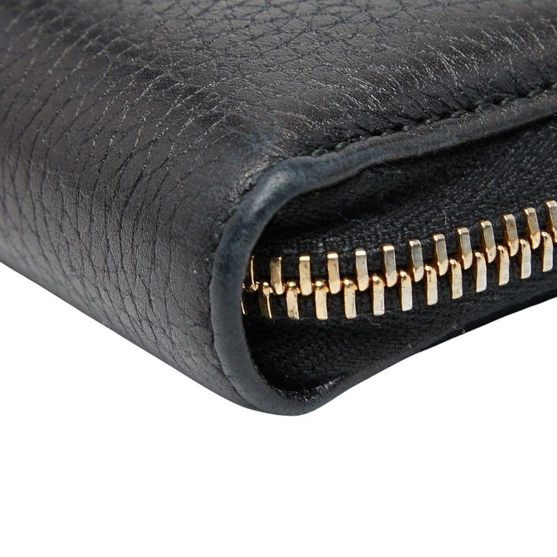 Gucci Interlocking G Soho Round Zipper Long Wallet Navy Leather — view 4