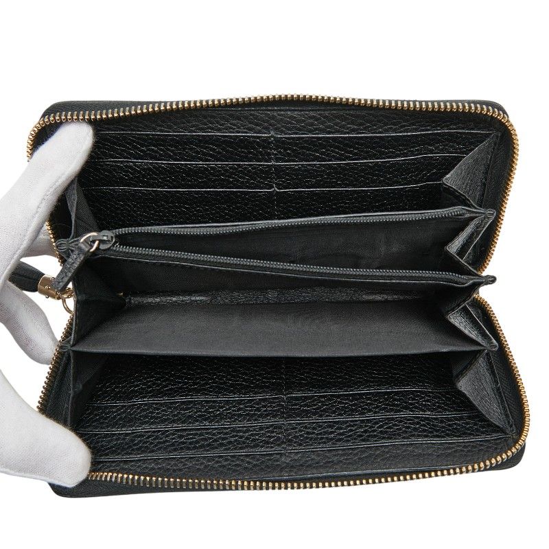 Gucci Interlocking G Soho Round Zipper Long Wallet Navy Leather — view 8