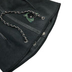 Chanel Camellia Chain Tote Bag Black Green Caviar Leather — view 8