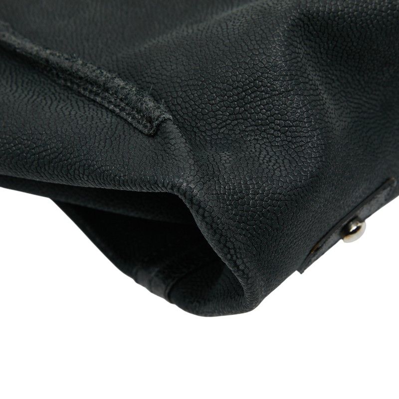 Chanel Camellia Chain Tote Bag Black Green Caviar Leather — view 5